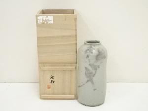 宮崎祐輔造　釉裏紅鳥子花瓶（共箱）